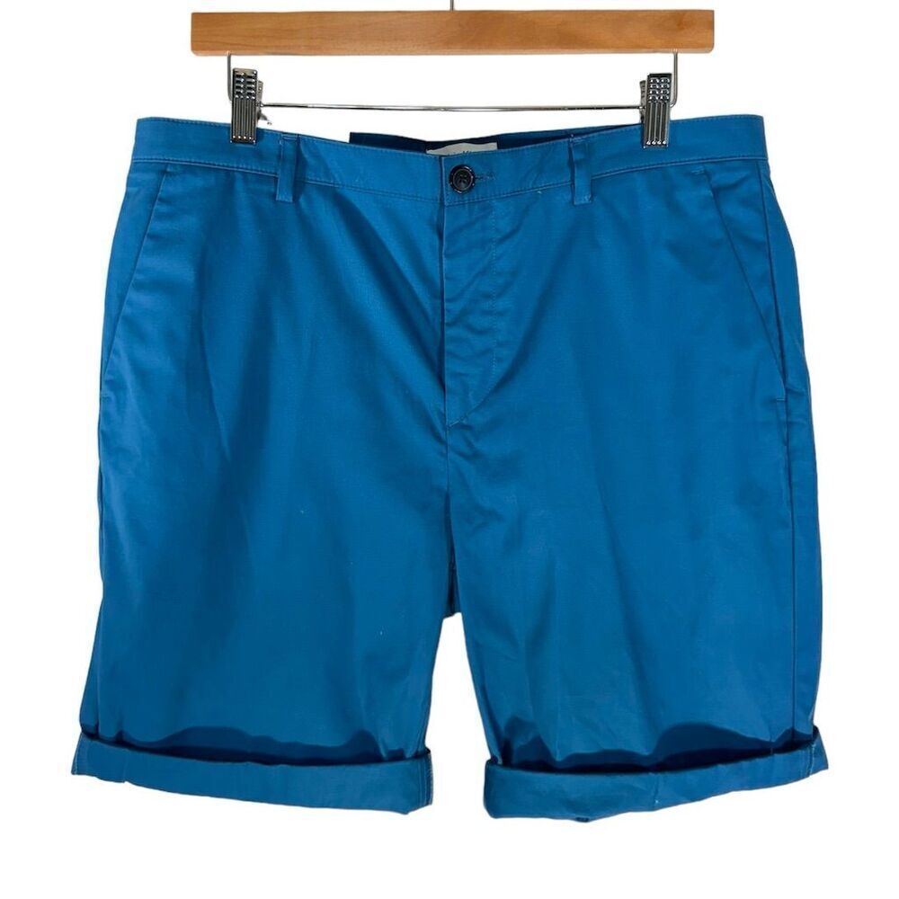 Calvin Klein Blue Flat Front Chino Shorts Cotton Size 34